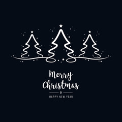 christmas tree lettering greetings text black background