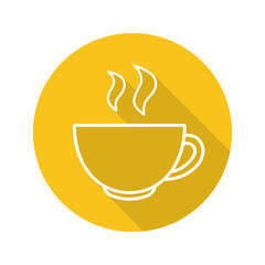 Steaming cup flat linear long shadow icon