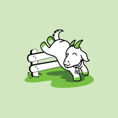 Fototapeta premium Sheep Happy Jump Mascot Cartoon Vector