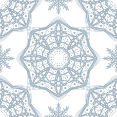 Seamless pattern of snowflakes. Christmas ornament.
