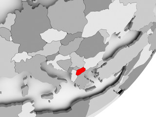 Macedonia in red on grey map
