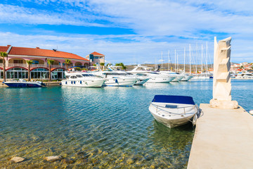 Boats in yacht marina in Rogoznica town, Dalmatia, Croatia