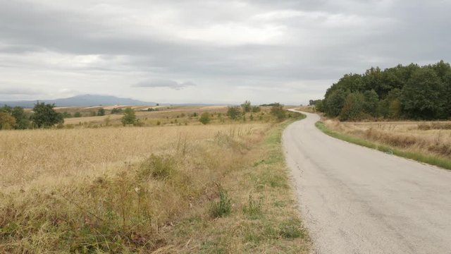 Tilting on autumn landscape of Easter Serbia footage - Deli Jovan mountains on cloudy day slow tilt 