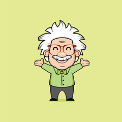 Professor Genius Mascot Cartoon Vector