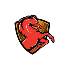 Dark Horse and Shield Logo Template