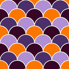 Fish scale wallpaper in Halloween traditional colors. Asian classic ornament with repeated scallops.