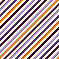Seamless pattern in Halloween traditional colors with classic motif. Diagonal stripes background. Thin line wallpaper