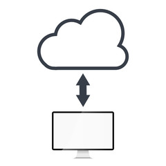 cloud computing with computer flat icon for apps and websites - stockage dans le nuage pour sites web et applications