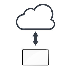 cloud computing with tablet flat icon for apps and websites - stockage dans le nuage pour sites web et applications