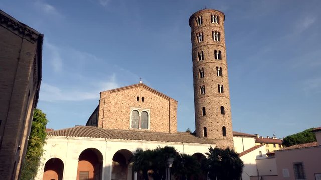 gabled facade of fifth century church in Ravenna, Italy