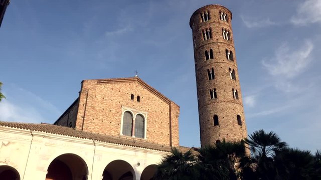 gabled facade of V century Basilica in Ravenna, Italy