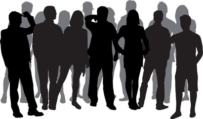 Group of people. Crowd of people silhouettes. - 178140362