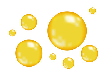 Realistic  glossy gold  bubbles. - obrazy, fototapety, plakaty