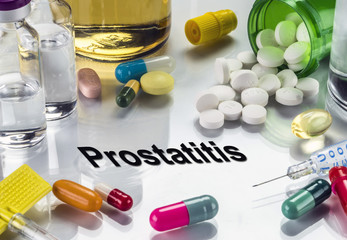 Prostatitis, medicines as concept of ordinary treatment, conceptual image