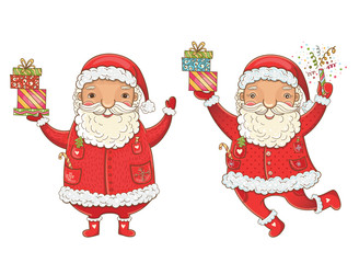 Vector illustration of Santa Claus with gifts