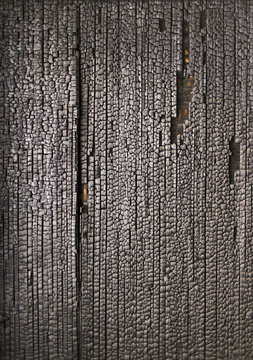 Burnt wooden wall