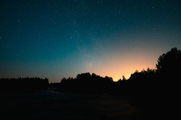 Slightly visible milkyway from a forest