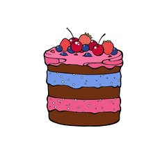 Hand drawn desserts,pieces, slices of cheesecake and layered vanilla cake, sketch style vector illustration isolated on white background.