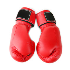 Pair of red boxing gloves, isolated on white