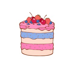 Hand drawn desserts,pieces, slices of cheesecake and layered vanilla cake, sketch style vector illustration isolated on white background.