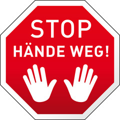 Grafik Stoppschild Hände Weg mit zwei Händen