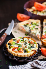 Quiche with salmon vegetables