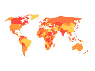 Fototapeta na wymiar Political map of World in four shades of orange. Vector illustration.