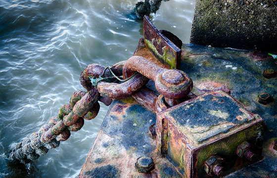 rusted post on docks