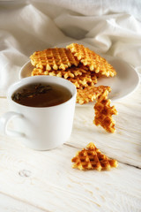 Tea with lemon and wafer