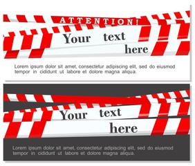 Banner with warning tape. Your text. Vector illustration.