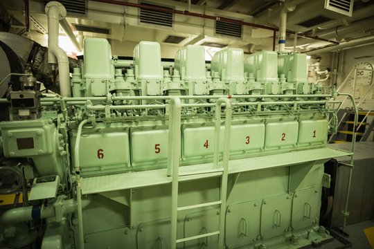 Interior of engine spaces