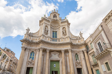 Fototapeta na wymiar Baroque church - Basilica della Collegiata, Catania, Sicily, Italy