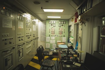 Engine control room in ship