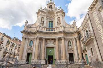 Fototapeta na wymiar Baroque church - Basilica della Collegiata, Catania, Sicily, Italy