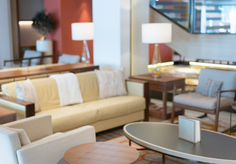 Defocused interior of modern lounge