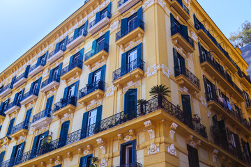 Naples, Italy, old facade on via Posillipo