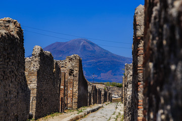 Pompeii, Italy, View of Mount Vesuvius
