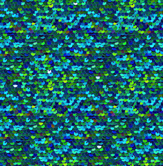 Sequins Seamless Pattern. Emerald Vector Background.