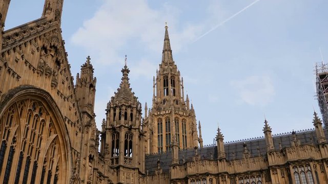 Smooth sliding shot of Westminster palace in London, England. 4k