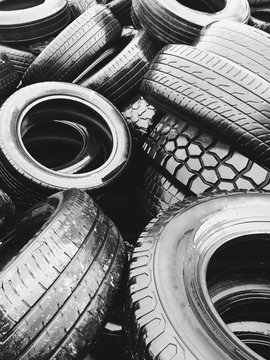 Pile of discarded car tires