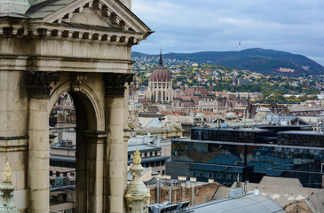 St. Stephen's Basilica and cityscape of Budapest with Hungarian Parliament