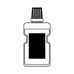 bottle of mouthwash in black dotted silhouette
