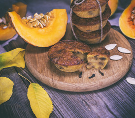 baking muffins from a pumpkin