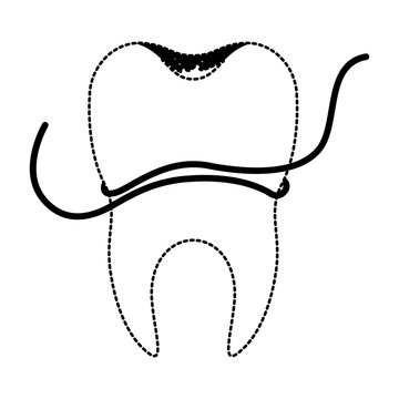 recommend clip art: tooth with root and dental floss around in black dotted silhouette