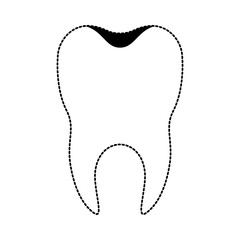 healthy tooth with root in black dotted silhouette