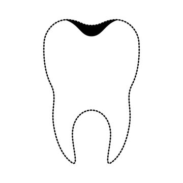 healthy tooth with root in black dotted silhouette