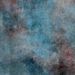 Grunge Texture Background in Blue with Black and Red Elements