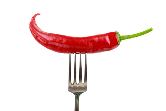 red chili pepper on the fork © Sandra
