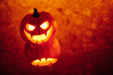 Fototapeta premium jack-o-lantern pumpkin glow light, Halloween background