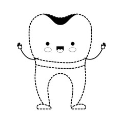 tooth implant cartoon in black dotted silhouette
